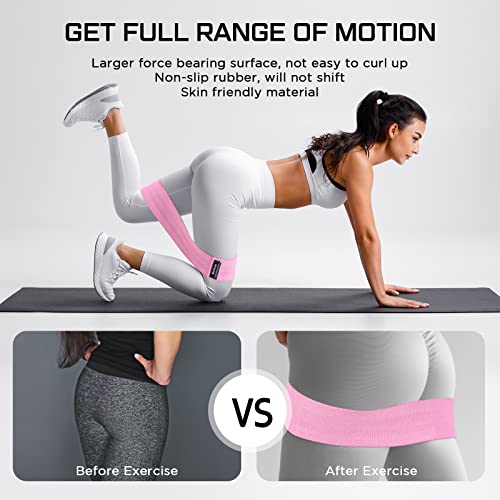 Image of 12 Pcs Fabric Resistance Bands for Working Out Non-Slip Booty Exercise Loop Bands for Women Men Glutes Hip Thigh Butt Yoga Pilates Fitness Gym, Light Medium Heavy