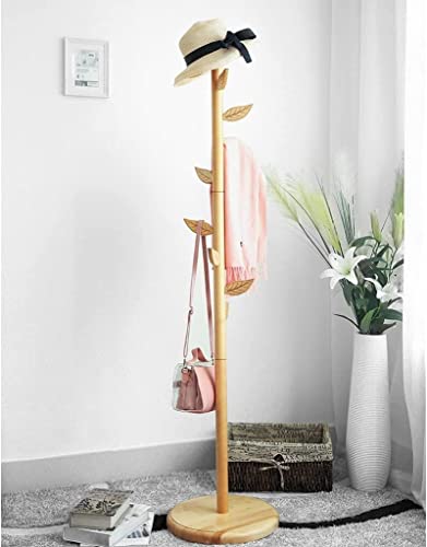 Porte-manteau sur pied en bois massif à base ronde pour l'entrée
