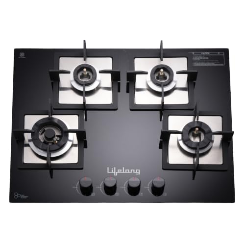 Image of Lifelong 4 Burner Hob | 8mm Thick Toughened Glass | Highly Efficient Auto Ignition Tabletop Gas Stove & Wok Burner | 360 Multidirectional Gas Inlet | Spill-Proof & Easy Clean Surface (Black)