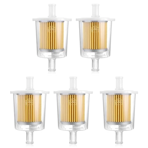 3/8Inch (10MM) ID Fuel Line kits 5Pcs Gas Inline Fuel Filter Fits 3/8inch Fuel Line Universal 3/8 Clear Fuel Filter for Motorcycles ATV Lawn Mowers Small Tractors Garden Tillers