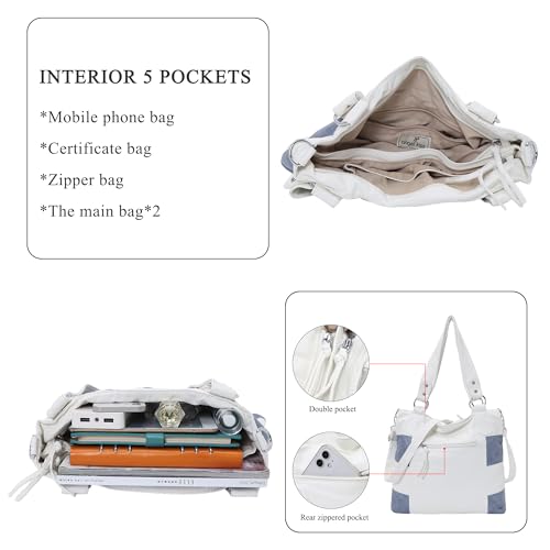 Image of Angel Kiss Hobo Shoulder Purses for Women Large Soft Washed PU Leather Stripe Crossbody Handbags