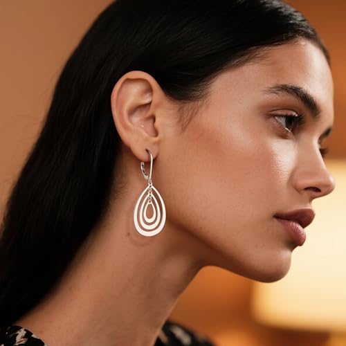 Sterling Silver Heart Earrings for Women 14K Gold Plated Love Heart Dangle Earrings Drop Hypoallergenic Leverback Huggie Hoop Earing for Women Trendy2