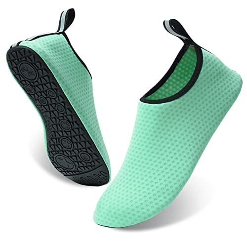 AUXDIQ Zapatos de Agua Hombre Mujer Escarpines Deportes Acuáticos Zapatos de Playa Calzado Surf Escarpines de Baño Verde 36/37 EU