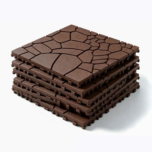 Interlocking Deck Tiles Outdoor Waterproof 44 Pack, Plastic Snap ...