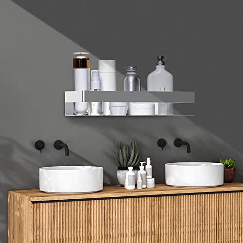Sfgsowor Floating Shelf Brushed Shower Shelf 304 Rustproof Extra Thick Stainless Steel Wall Shelf Bathroom/Kitchen/Toilet/Laundry Room Storage Shelf 16-Inch Shower Caddies(Brushed Finish) #TOP1