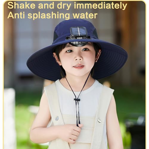 Cooling Fan Hat for Kids 3-12Years Quick Drying Solar Powered Fan Caps Sun Protective Hat Children Solar Fan Fishing Hat3