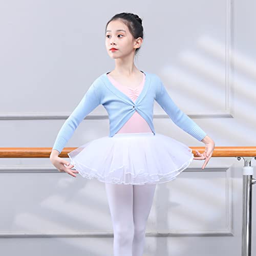 Girls Kids Long Sleeve Cardigan Shrug Toddler Knitted Knot Ballet Wrap Top Gymnastic Sweater Dance Dress Cover Up4