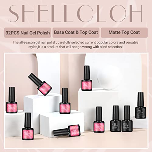 Shelloloh Nagellack-Set, semi-permanent, 32 Stück, Gel-Nagellack, semi-permanent, UV-/LED-Lampe, Basislack, Gel… – Bild 7