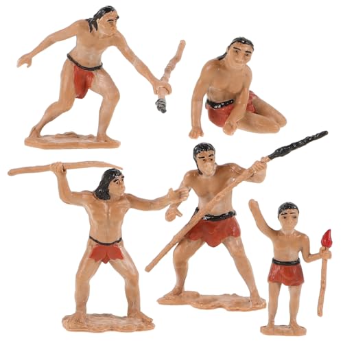 Toddmomy 5 Piezas De Figuras De Caza Modelos De Bonsái para Figuras De Personas Primitivas Decoración De Escenas De Chicos De Camping Juguete De Resina para Acampar