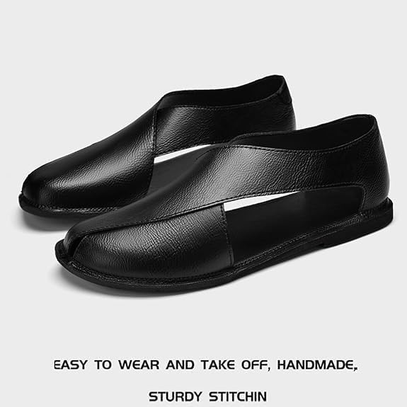 Soulario Leather Sandals for Men, Mens Dress Sandals, Comfy Summer Outdoor Walking Shoes, Brown/Black2