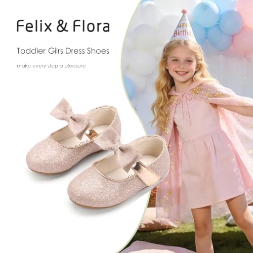 Image of Felix & Flora Toddler Flower Girl Dress Shoes - Girl Ballet Flats Party School Shoes Wedding