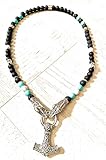  Wikinger Kette  Perlenkette mit Thors Hammer und Drachen-Verschlüssen  Rocker-Schmuck  Biker-Schmuck  Wikinger-Schmuck