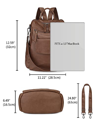 Image of Uromee Backpack Purse for Women Vegan Leather Ladies Fashion Travel Shoulder Bag Convertible