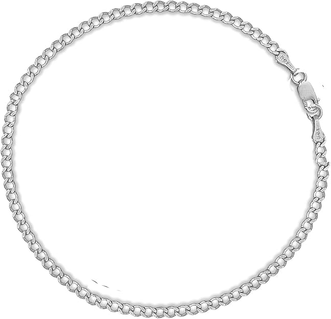 Ritastephens 925スターリングシルバーカーブチェーンアンクレットブレスレット 10インチ 3mm &ndash; 本物のイタリア製
