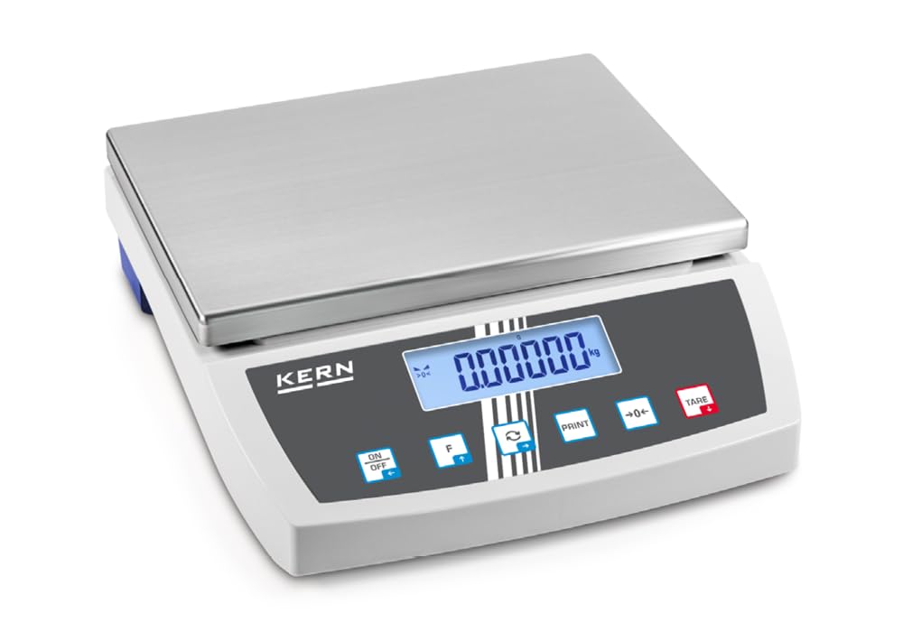 Kern FKB 65K1 - Bilancia da tavolo ad alta risoluzione, con robusto piatto di pesata in acciaio inox, Portate [Max]: 65 kg, Divisione [d]: 1 g, Peso min. del pezzo [Conteggio] g/pezzo: 20 g