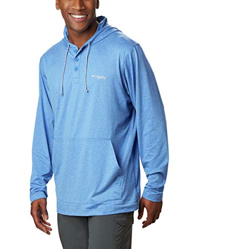 Columbia Men's Slack Tide Henley Hoodie, Vivid Blue Heather, XX-Large