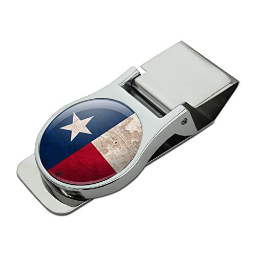 GRAPHICS & MORE Rustic Texas State Flag Distressed USA Satin Chrome Plated Metal Money Clip