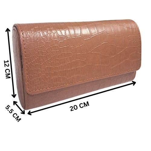 Image of essart Watch Roll Case - Croco Tan Leather 3 Slot Organizer Box for Watches | Elegant Luxury Travel Case for Collectors