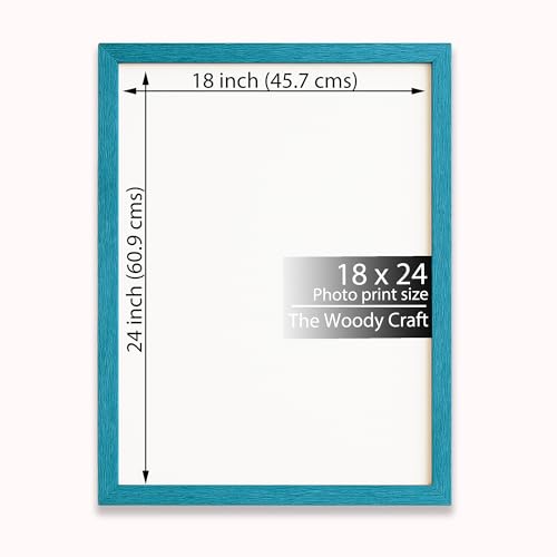 Image of Photo Frame 18x24 Inch | Blue Photo Frames For Wall Decor | Elegant Wall Frame | Wooden Photo Frame With Premium Finish | Trendy Big Photo Frames For Wall | Ideal Wooden Engraved Frame