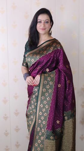 Image of SGF11 Women's Kanjivaram Pure Handloom Soft Silk Saree With Blouse Piece
