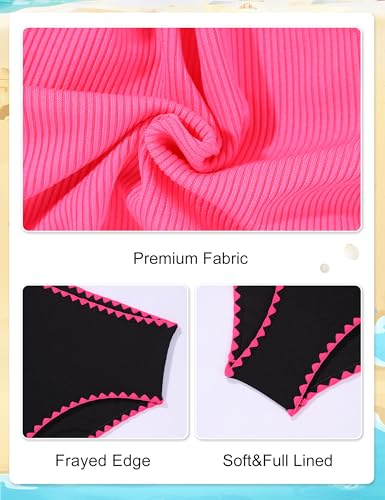 Image of Girls Swimsuit Contrast Trim Cross Back Swimwear Girls Bathing Suit with Padding 7-16Y