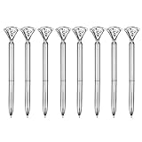 CLARA 8 Pcs Big Diamond Pens Rhinestone Crystal Metal Ballpoint Pen Black Ink Silver