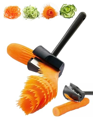 Carrot Curler and Peeler, Black Carrot Spiral Shred Slicer Root Vegetables Fruits Slicer Sharpener Garnishing Tool