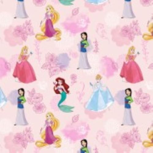 Springs Creative Disney Princesses Nursery Baby Girls Cotton Fabric by The Yard, Pink Multicolor Pattern, Quilting Material