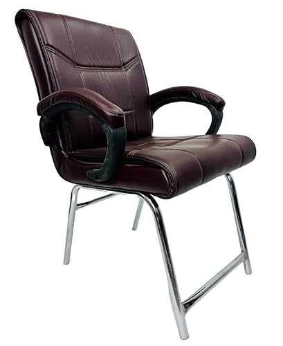 Image of Special Director Principal Office Visitor Study Chair with arm Rest and Cushioned seat Back, Chair Without Wheels, Holds Upto 125 kg (2, Coffee, H Frame)