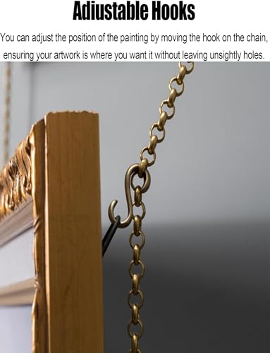 Kit de exhibición de arte de pared en latón con cadenas decorativas doradas 4