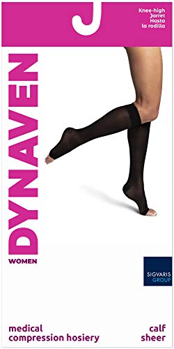 Image of Sigvaris Women's DYNAVEN Sheer Calf Open-Toe Compression Socks, 20-30mmHg