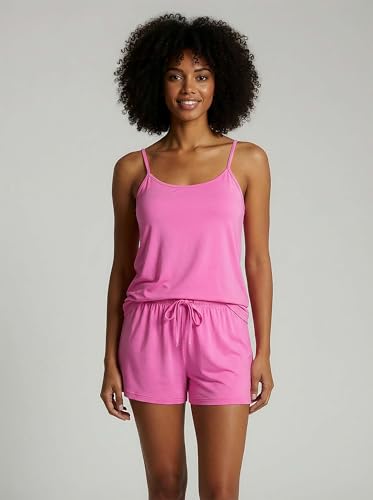 Image of Real Essentials 3 Pack: Women's Super Soft Pajama Set - Cute Cami Lounge Short and Top PJs Set (Available in Plus Size)