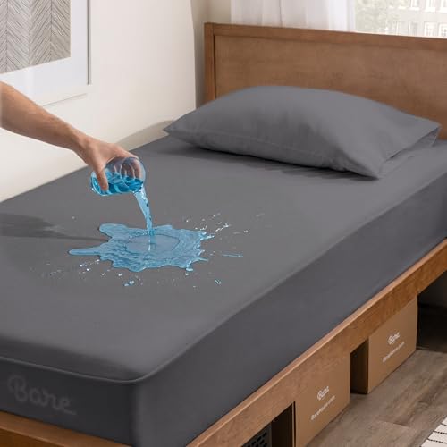 Image of Bare Home Twin Extra Long Mattress Protector - 100% Waterproof & Breathable - Cooling Mattress Cover - Protect Against Spills - Vinyl Free - Dorm Essentials - Protect Your Mattress (Twin XL, Grey)