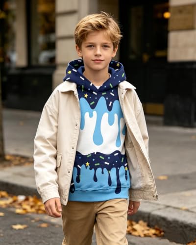 Image of Belovecol Boys Hoodies 3D Printed Hooded Sweatshirts with Pocket for 6-16Y