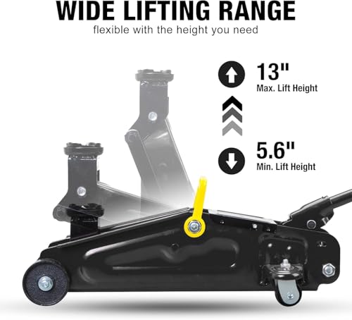 Image of Big RED 1.5 Ton Low Profile Hydraulic Trolly Service /Floor Jack with Blow Mold Carrying Storage Case, Lifting Range 5.6 inch-13 inch, Black
