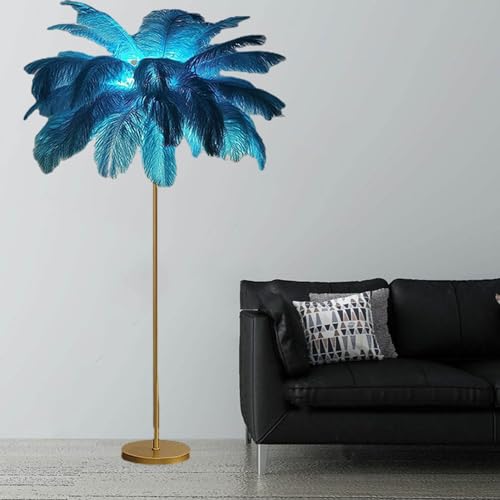 Lámpara de pie de plumas de avestruz para crear un ambiente acogedor en tu salón