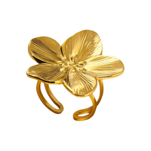 SARAI SHOP bague Fleur Réglable, Acier Inoxydable Doré ou argent, Style bohème, bracelet Tendance pour Femme (or)