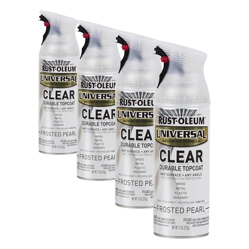 Image of Rust-Oleum 302155 Universal All Surface Clear Topcoat Spray, 11 oz, Frosted Pearl Clear (Pack of 4)