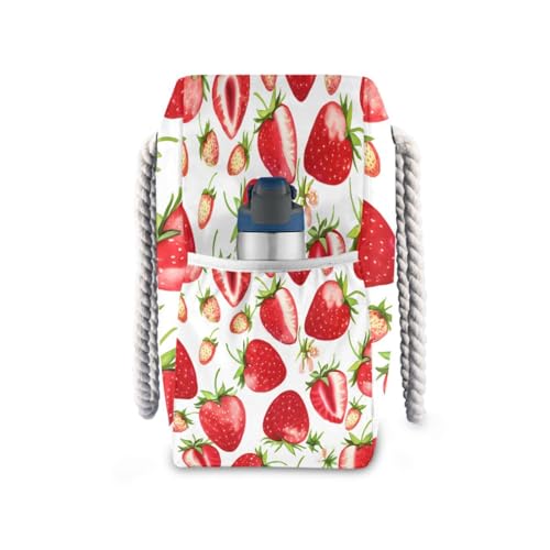 Fresh Strawberries Beach Tote Bag for Women Large Pool Bags Carry On Bag With Wet Compartment for Beach Travel with Pocket Zipper Outdoor Tote Bag3