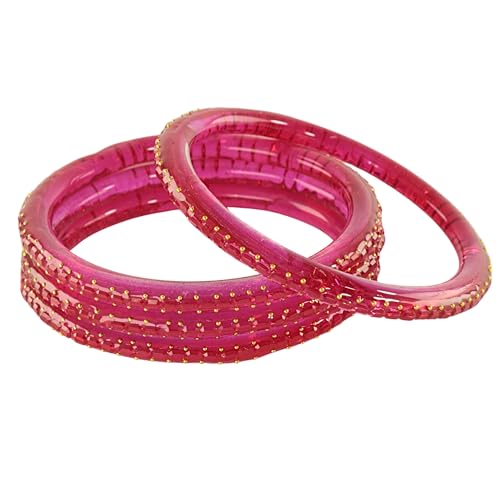 Image of NMII Glass Golden Zircon Stone & Kundan Beads Kada Set For Women & Girls | Fancy Design Kada Bangles | Traditional Look Kangan | Glass Bangles For Women Wedding, Party, Function, Daily use