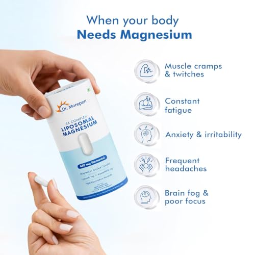 Image of Dr. Morepen 3X Complex Liposomal Magnesium | Aquamin & Magnesium Glycinate | 440mg Elemental | 600 IU Vitamin D2 + K2-7, B6 & B12 | Sleep Support & Muscle Recovery - 60N