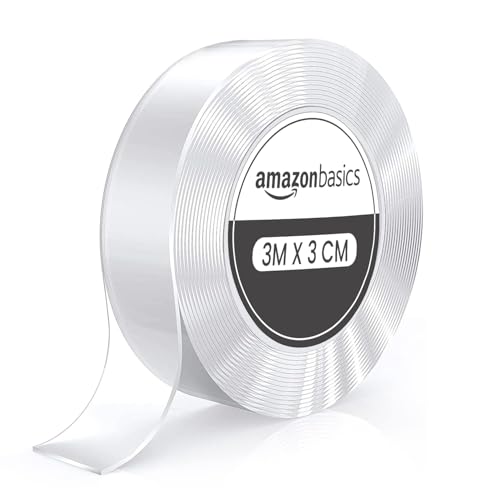Image of amazon basics Double Sided Tape(Pack of 1) 3m x 3 Cm, Heavy Duty, Transparent IVY Grip Tape, Removable Traceless Mounting Best Suited for Wall Tape, Kitchen, Home Dcor & DIY