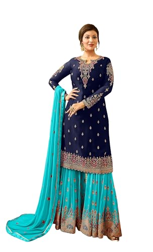 Image of Indian /Pakistani Eid Ramzan Party Wear Wedding Wear Sharara Style Salwar Suit for Women
