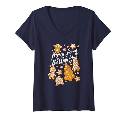 T-shirt Star Wars Noël col V geek vêtement festif homme femme hiver à motif biscuits