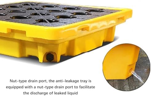 Stackable Spill Containment Platform - Leakproof Polyethylene Pallet with Anti-Slip Grating for Outdoor Kitchen & Garage - Durable Paint Bucket Tray (28.35"x28.35"x6.30")