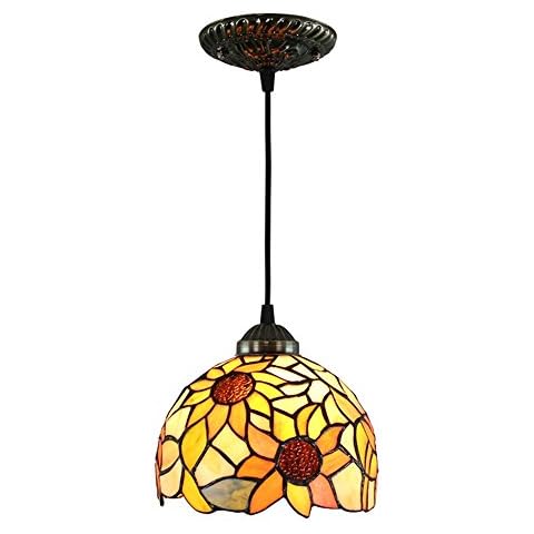 HomeLava 8 inch Tiffany Style Sunflower Pattern Glass Pendant Light Cover