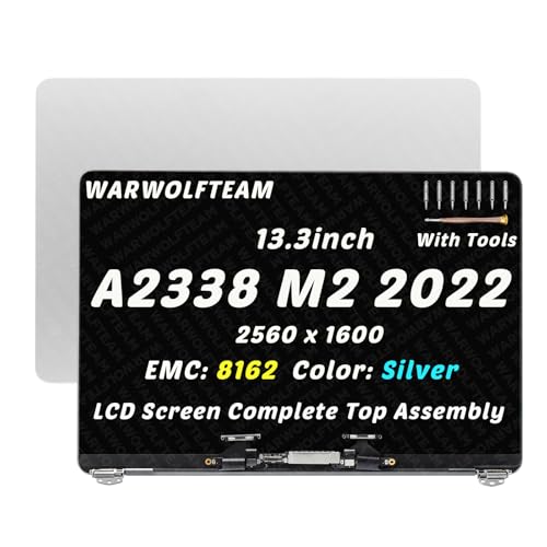 Image of 13.3in Compatible with MacBook Pro A2338 M2 2022 EMC 8162 661-12830 661-12829 MNEH3 MNEJ3 MNEP3 MNEQ3 2560 x 1600 LCD LED Screen Replacement Complete Assembly(Silver)