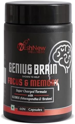 SS Genius Brain – The Ultimate Nootropic Supplement for Focus and Memory – with KSM66 Ashwagandha, Brahmi, L-Theanine and More Natural Brain Boosters – 60 Veg Capsules