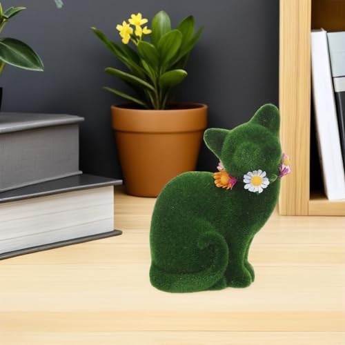 Statue de chat floqué pour déco balcon et pelouse