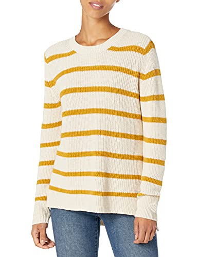 Goodthreads Women's Cotton Half-Cardigan Stitch Crewneck Sweater - Oversized, Vintage-Inspired